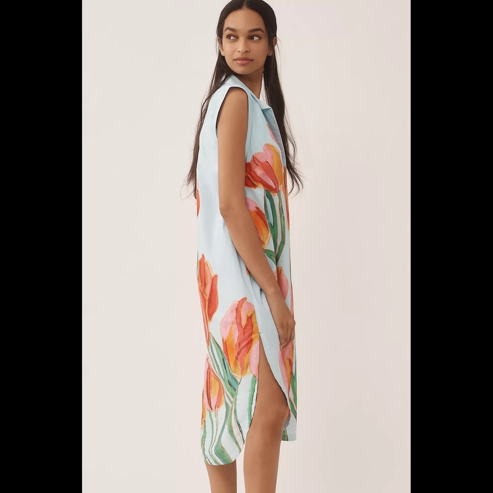 Anthropologie The Lillian Button-Front Midi Dress by Maeve - Picture 4 of 16